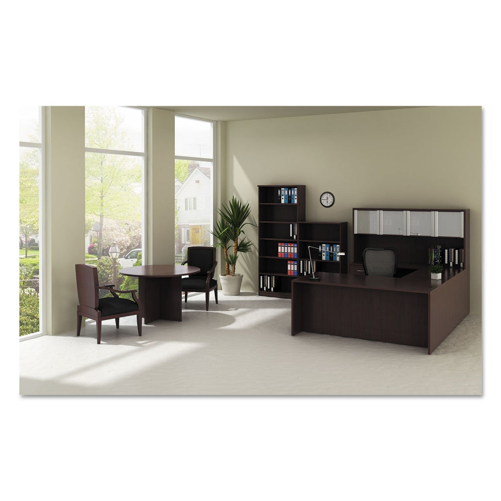 Alera Valencia Round Conference Table with Legs, 42" Diameter x 29.5h, Modern Walnut