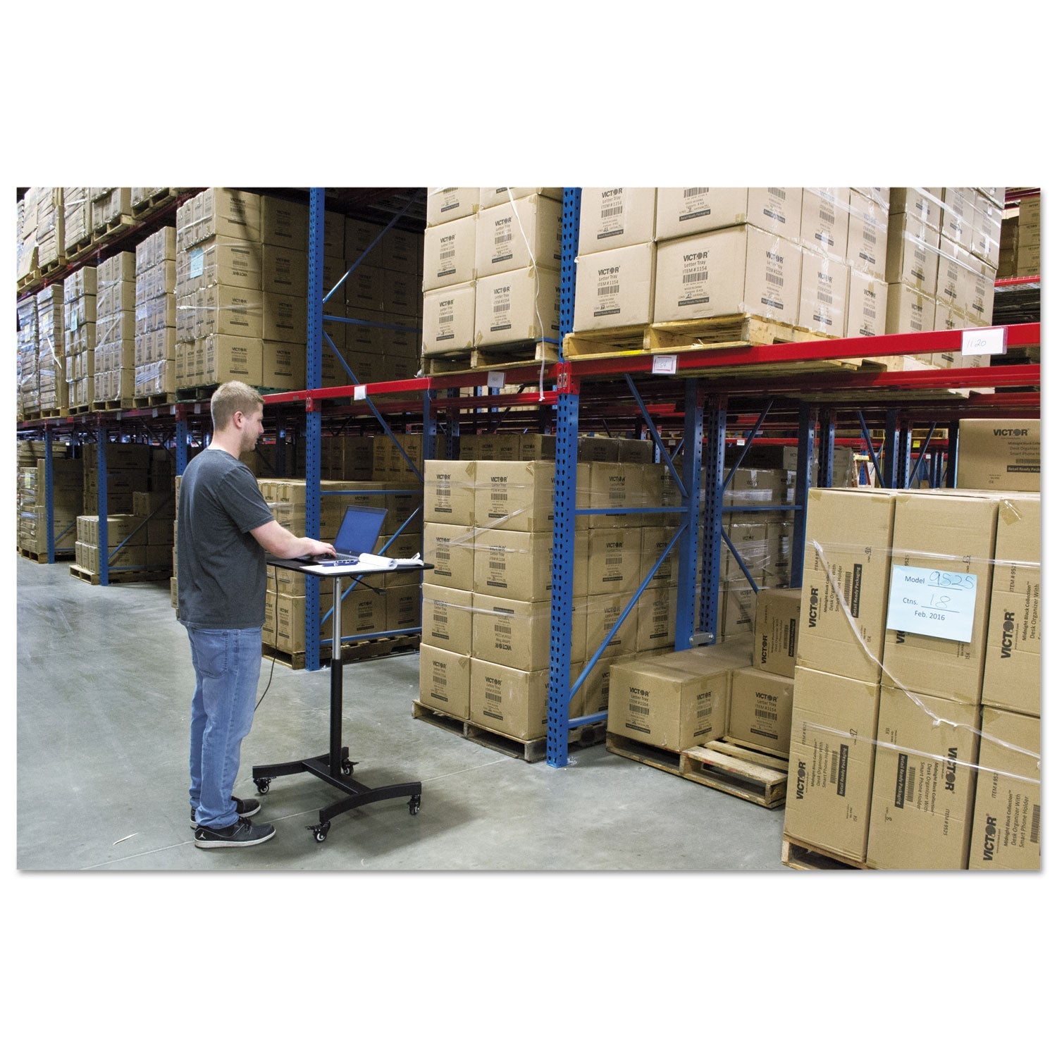 Victor DC500 High Rise Collection Mobile Adjustable Standing Desk, 30.75" x 22" x 29" to 44", Black