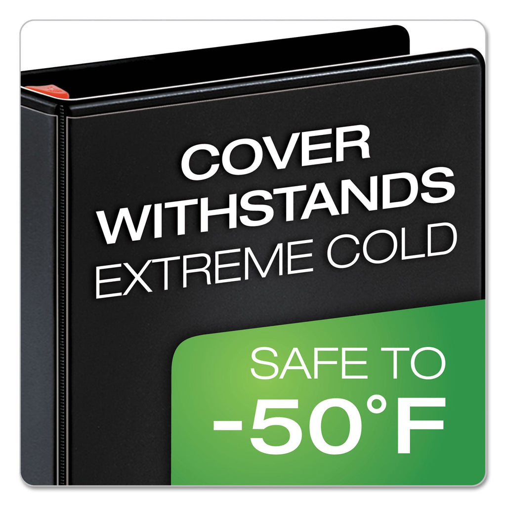 Cardinal XtraLife ClearVue Non-Stick Locking Slant-D Ring Binder, 3 Rings, 1.5" Capacity, 11 x 8.5, Black