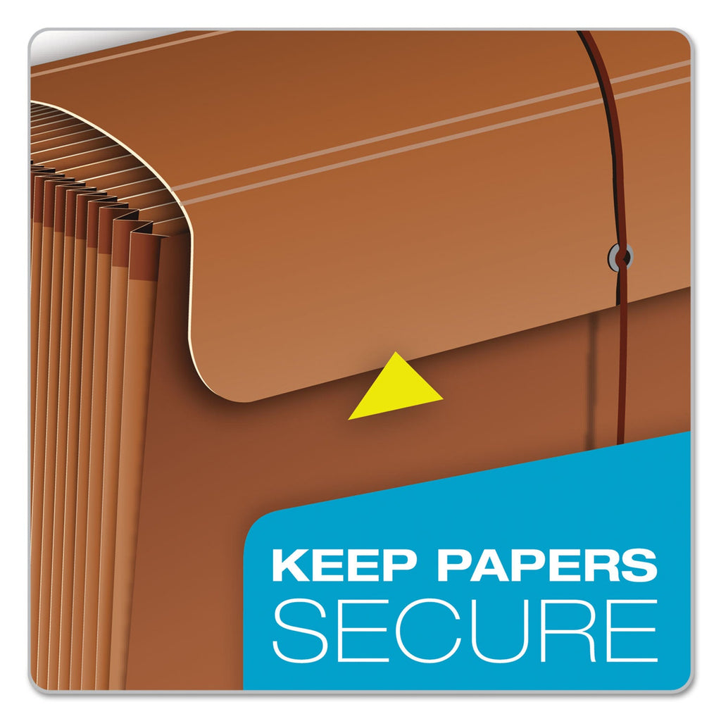 Pendaflex Heavy-Duty Expanding File with Reinforced Flap, 21 Sections, Elastic Cord Closure, 1/3-Cut Tabs, Legal Size, Redrope