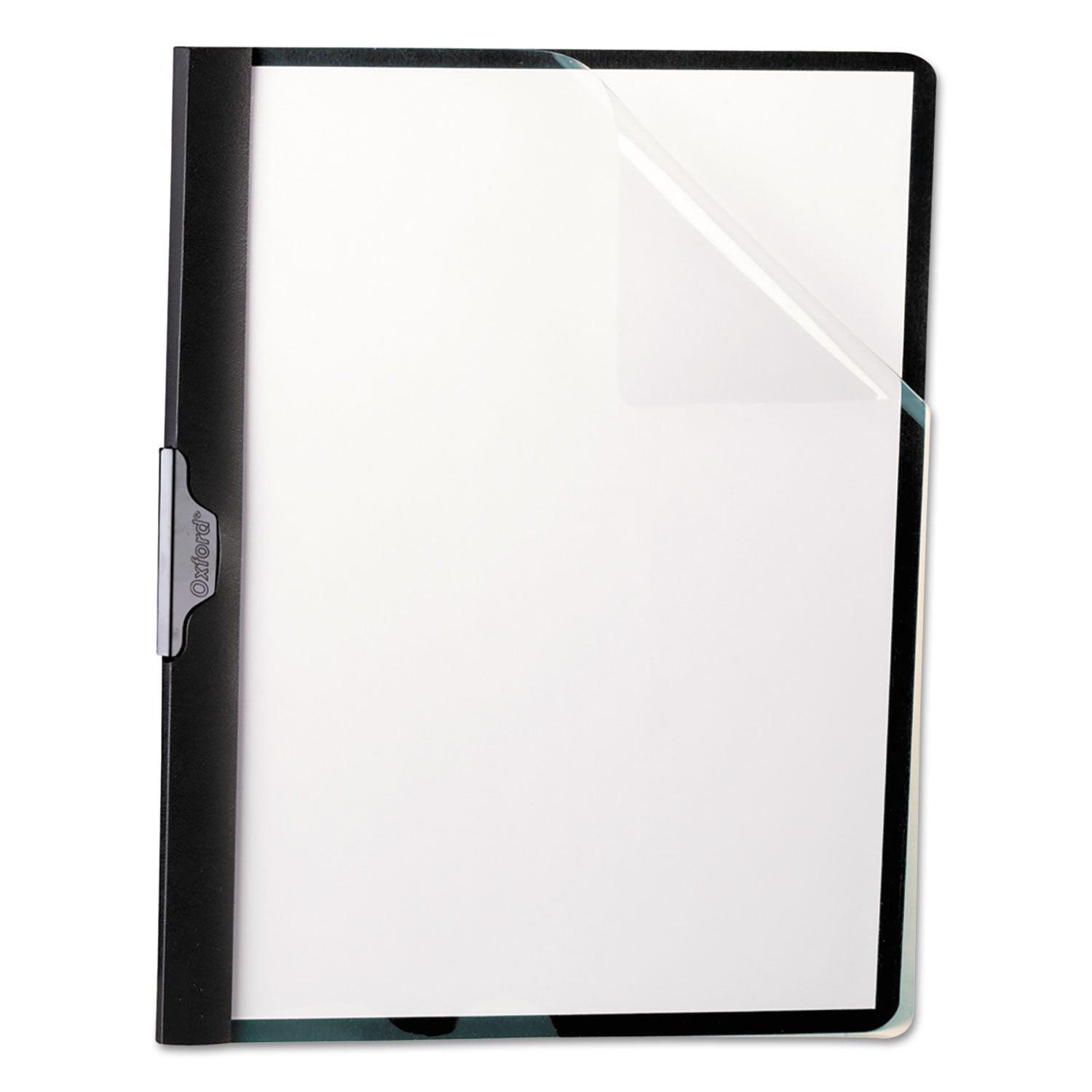 Oxford Ready Clip No-Punch Report Cover, ReadyClip Fastener, 8.5 x 11, Clear/Black