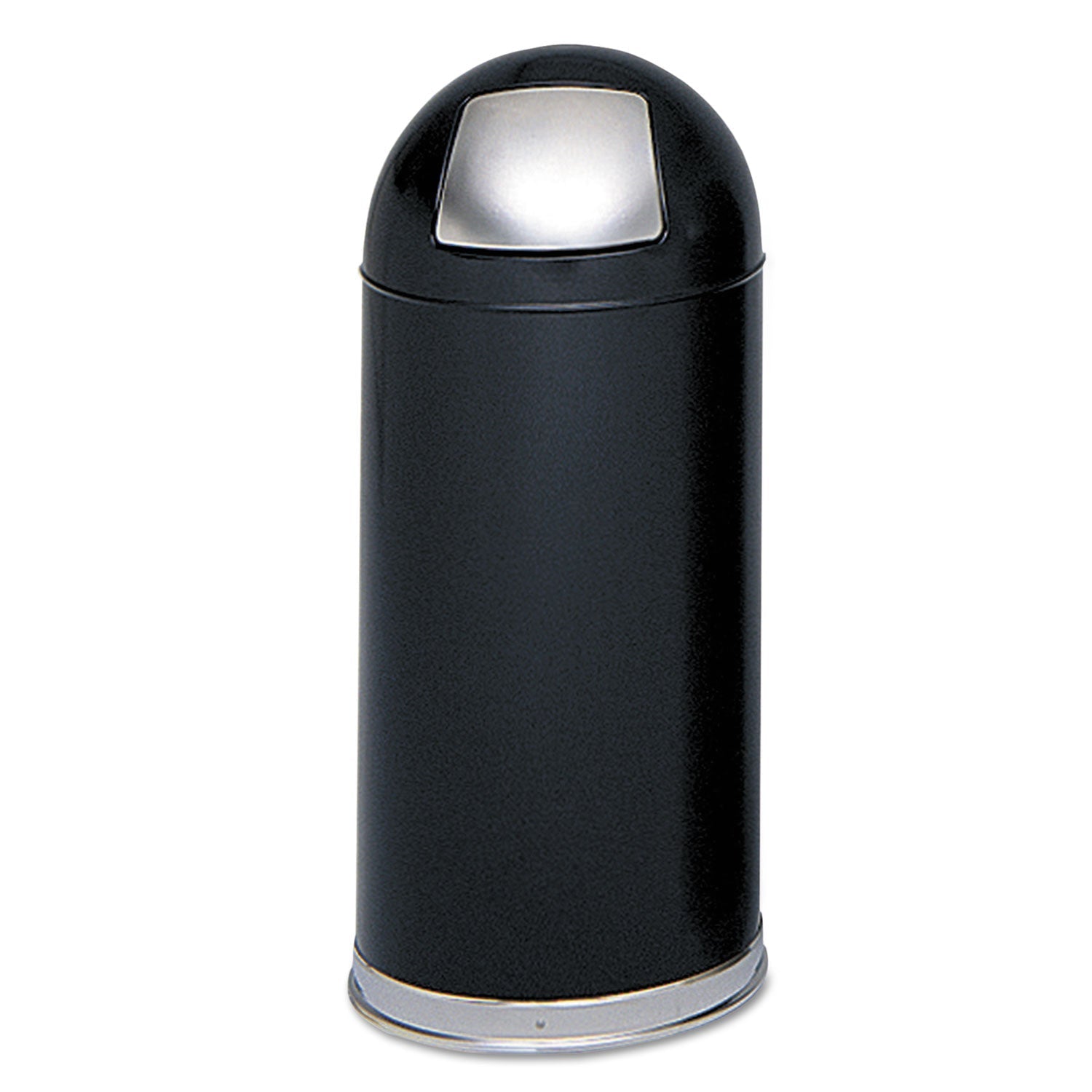 Safco Dome Receptacle with Spring-Loaded Door, Round, Steel, 15 gal, Black