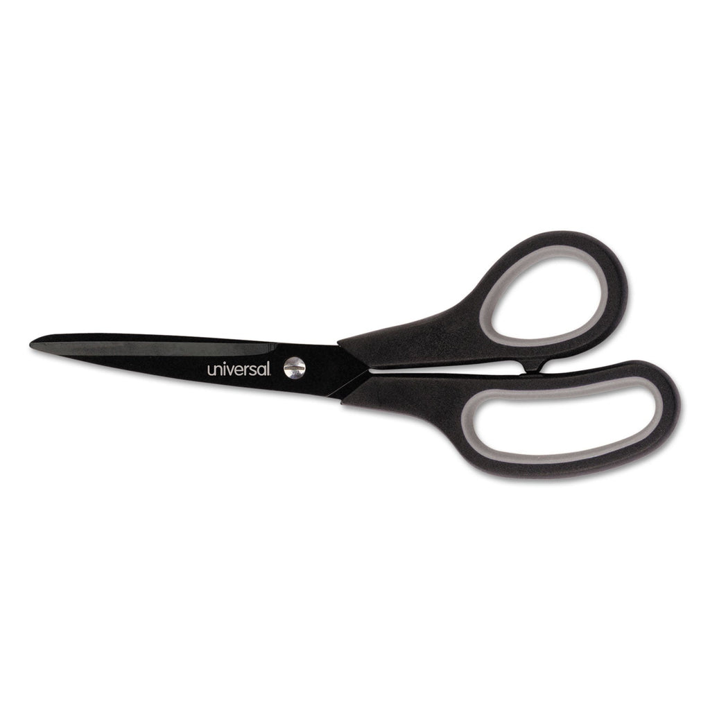 Universal Industrial Carbon Blade Scissors, 8" Long, 3.5" Cut Length, Black/Gray Straight Handle