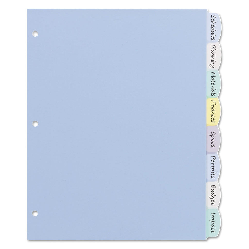 Avery Write and Erase Big Tab Durable Plastic Dividers, 3-Hole Punched, 8-Tab, 11 x 8.5, Assorted, 1 Set