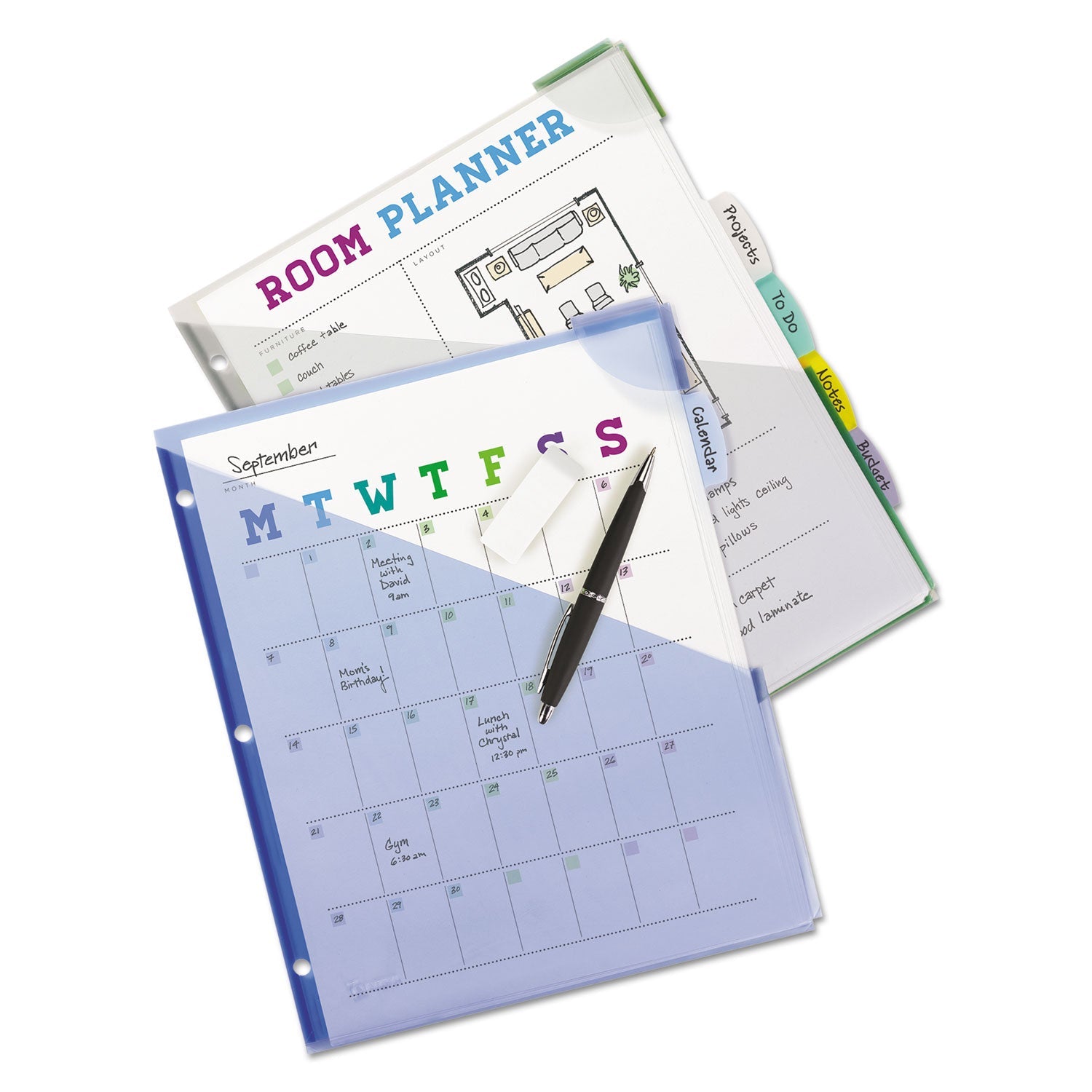 Avery Write and Erase Big Tab Durable Plastic Dividers, Expandable Pocket, 3-Hole Punched, 5-Tab, 11 x 8.5, Assorted, 1 Set