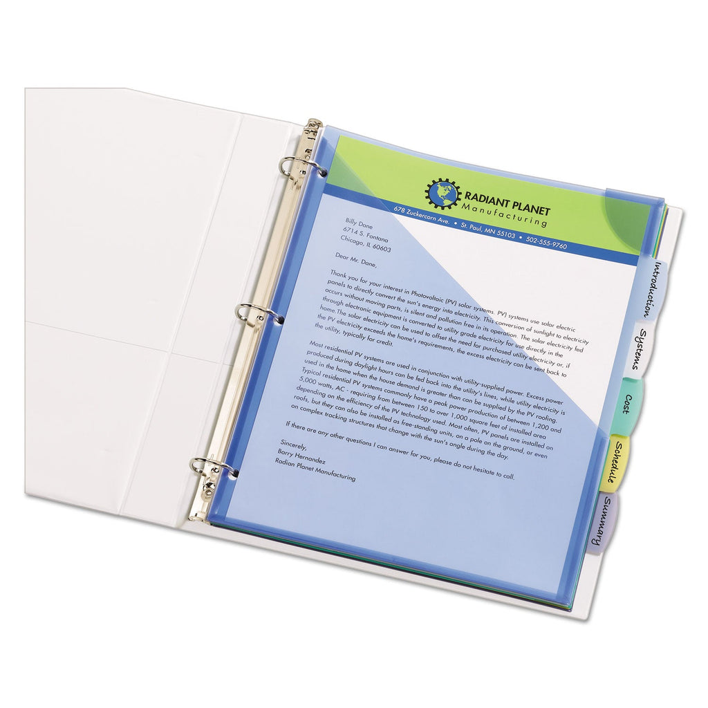 Avery Write and Erase Big Tab Durable Plastic Dividers, Expandable Pocket, 3-Hole Punched, 5-Tab, 11 x 8.5, Assorted, 1 Set