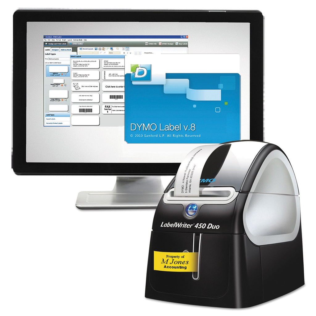 DYMO LabelWriter 450 DUO Label Printer, 71 Labels/min Print Speed, 5.5 x 7.8 x 7.3