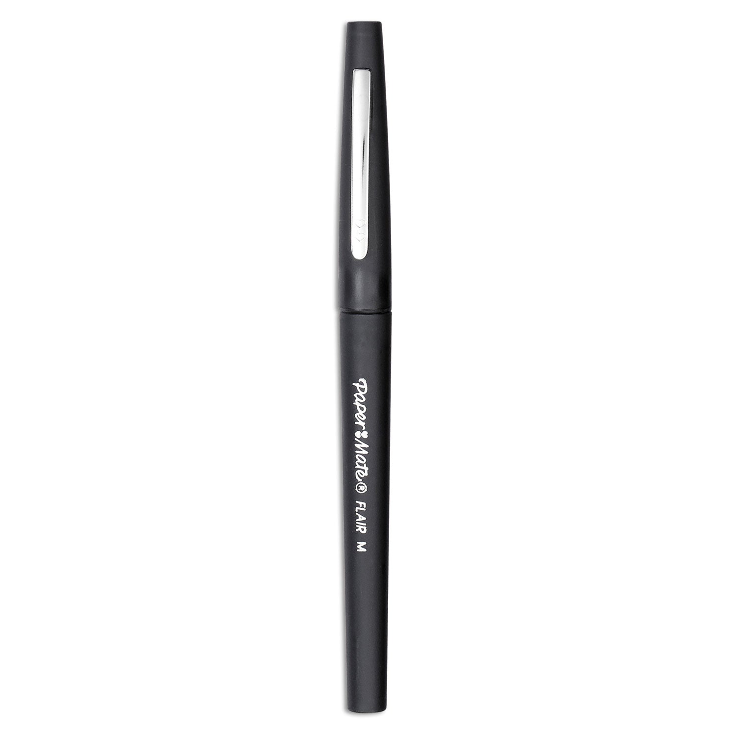 Paper Mate Point Guard Flair Felt Tip Porous Point Pen, Stick, Medium 0.7 mm, Black Ink, Black Barrel, 36/Box
