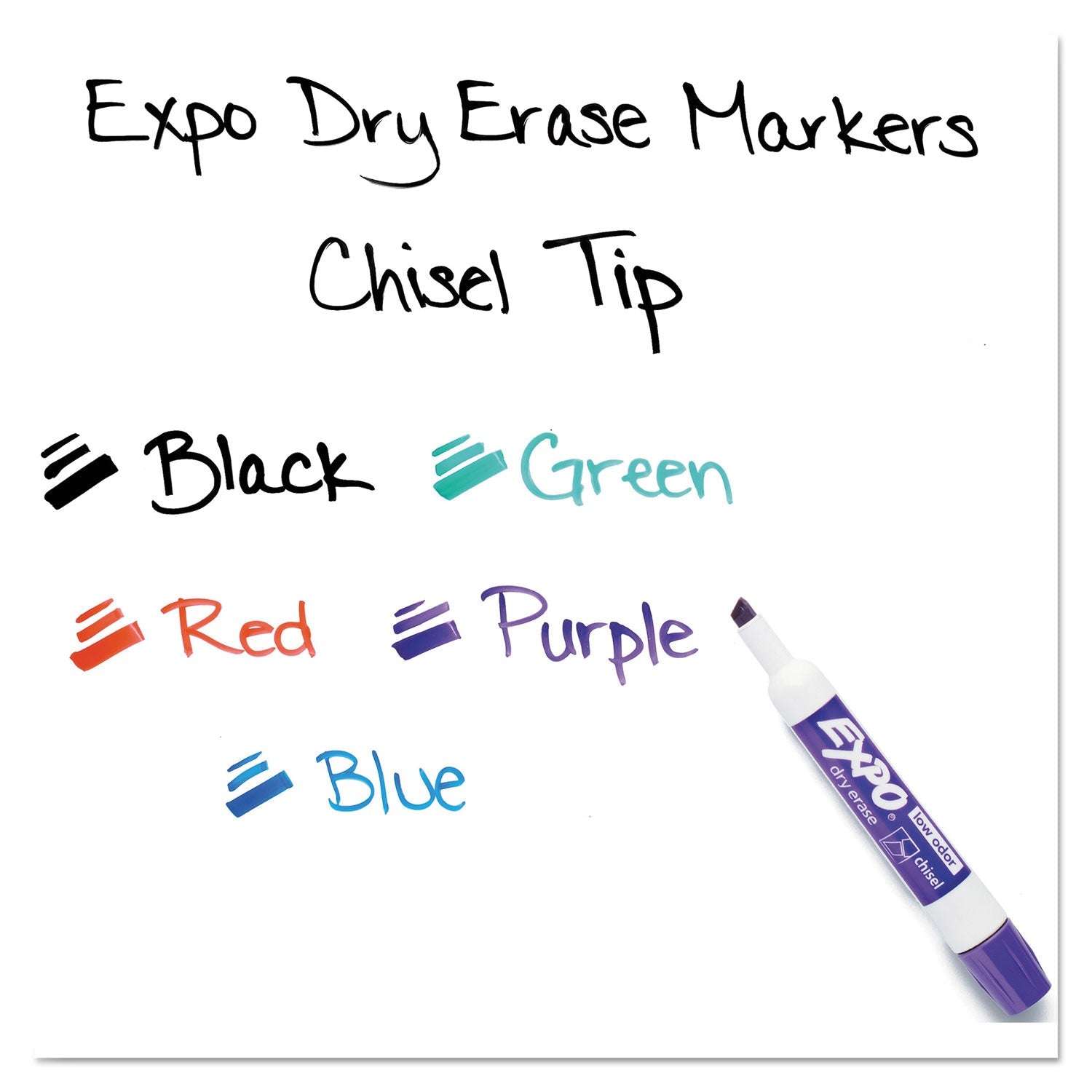 EXPO Low-Odor Dry-Erase Marker Value Pack, Broad Chisel Tip, Assorted Colors, 36/Box