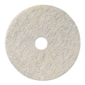 Boardwalk Natural Burnishing Floor Pads, 19" Diameter, White, 5/Carton