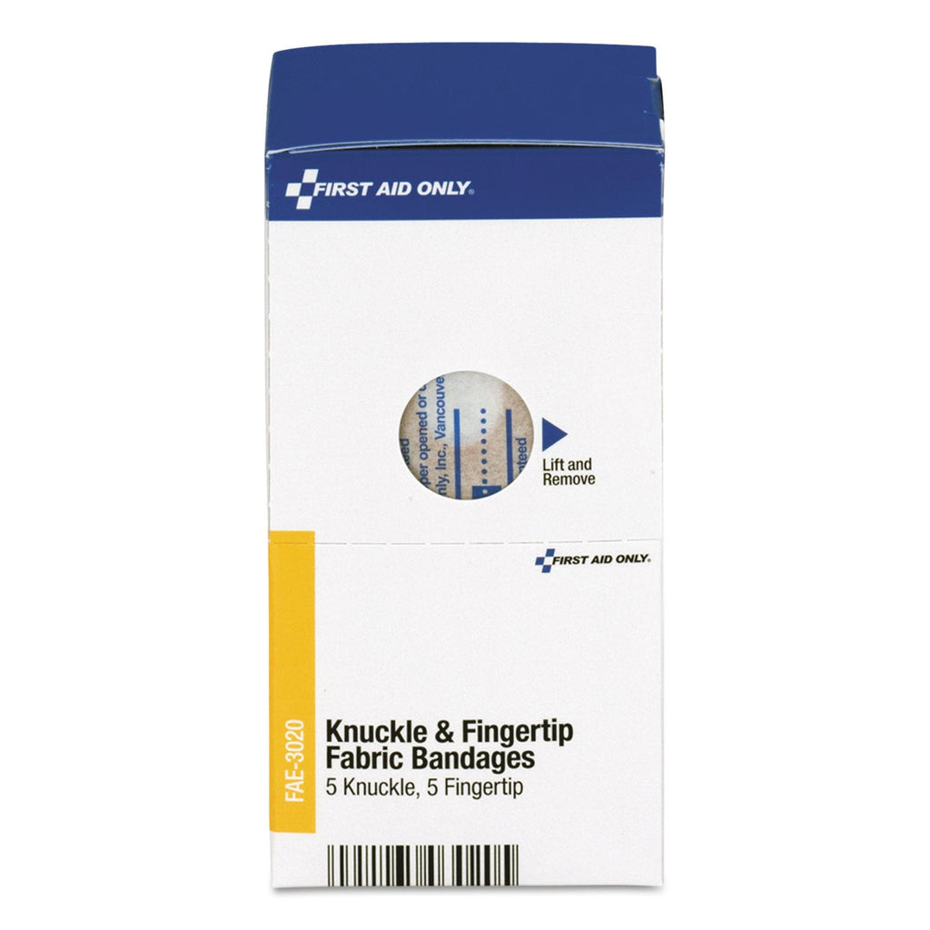 First Aid Only Knuckle and Fingertip Bandages, Sterilized, 5 Knuckle, 5 Fingertip, 10/Box