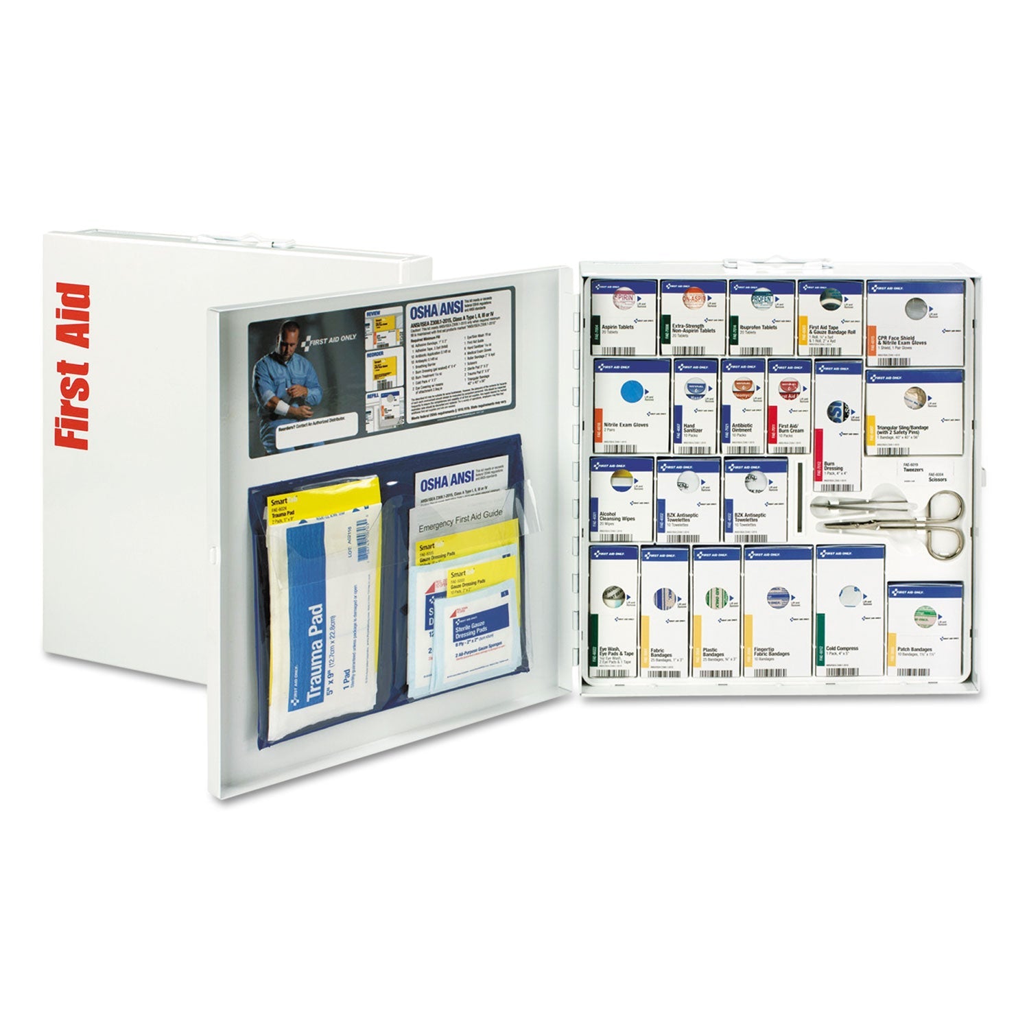 First Aid Only ANSI 2015 SmartCompliance General Business First Aid Station for 50 People, 241 Piece, Metal Case