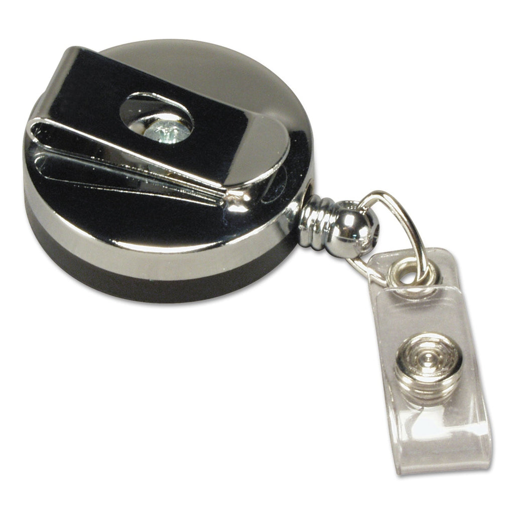 SICURIX Heavy Duty ID Card Reel, 30" Extension, Black/Chrome