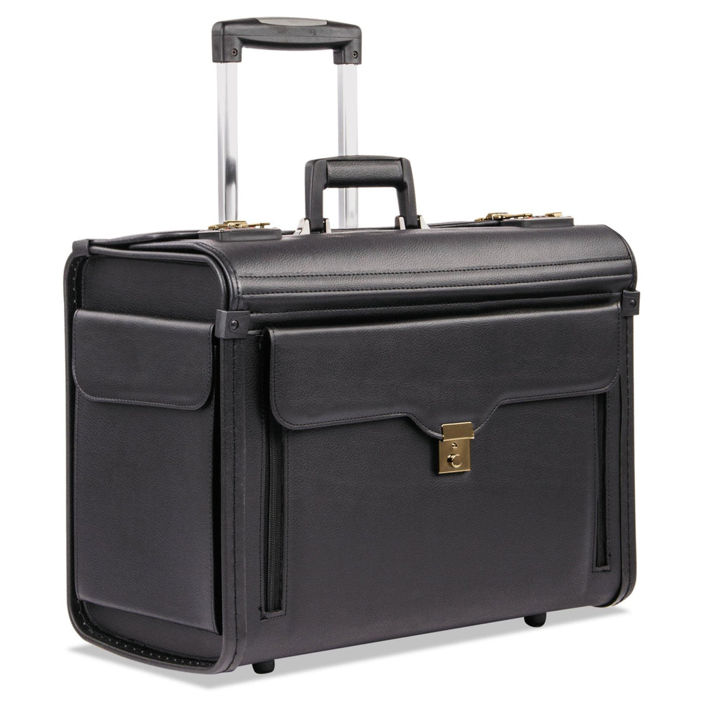 STEBCO Catalog Case on Wheels, Fits Devices Up to 17.3", Koskin, 19 x 9 x 15.5, Black