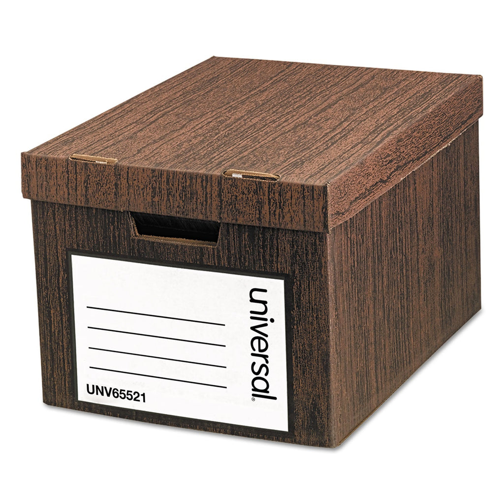 Universal Heavy-Duty Easy Assembly Storage Box, Letter/Legal Files, Woodgrain, 12/Carton