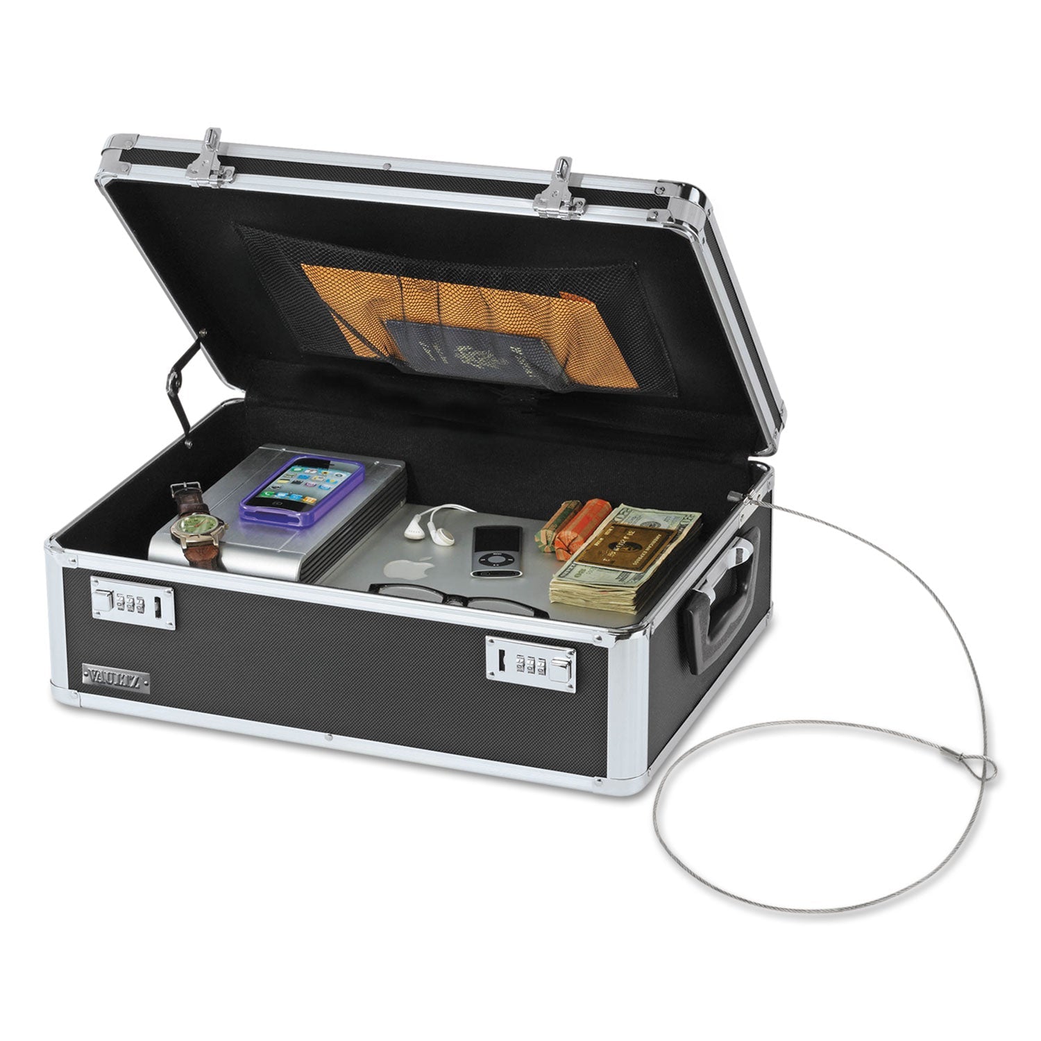 Vaultz Locking Storage Chest, Medium Density Fiberboard, 14.5 x 8 x 19.5, Black