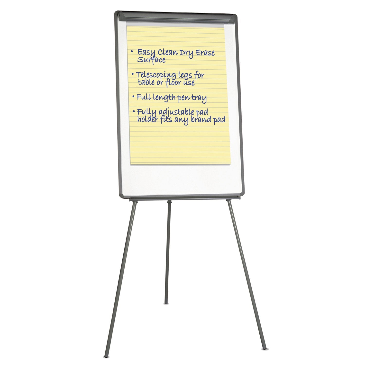 MasterVision Basic Tripod Melamine Presentation Easel, 22.5 x 42, White/Black