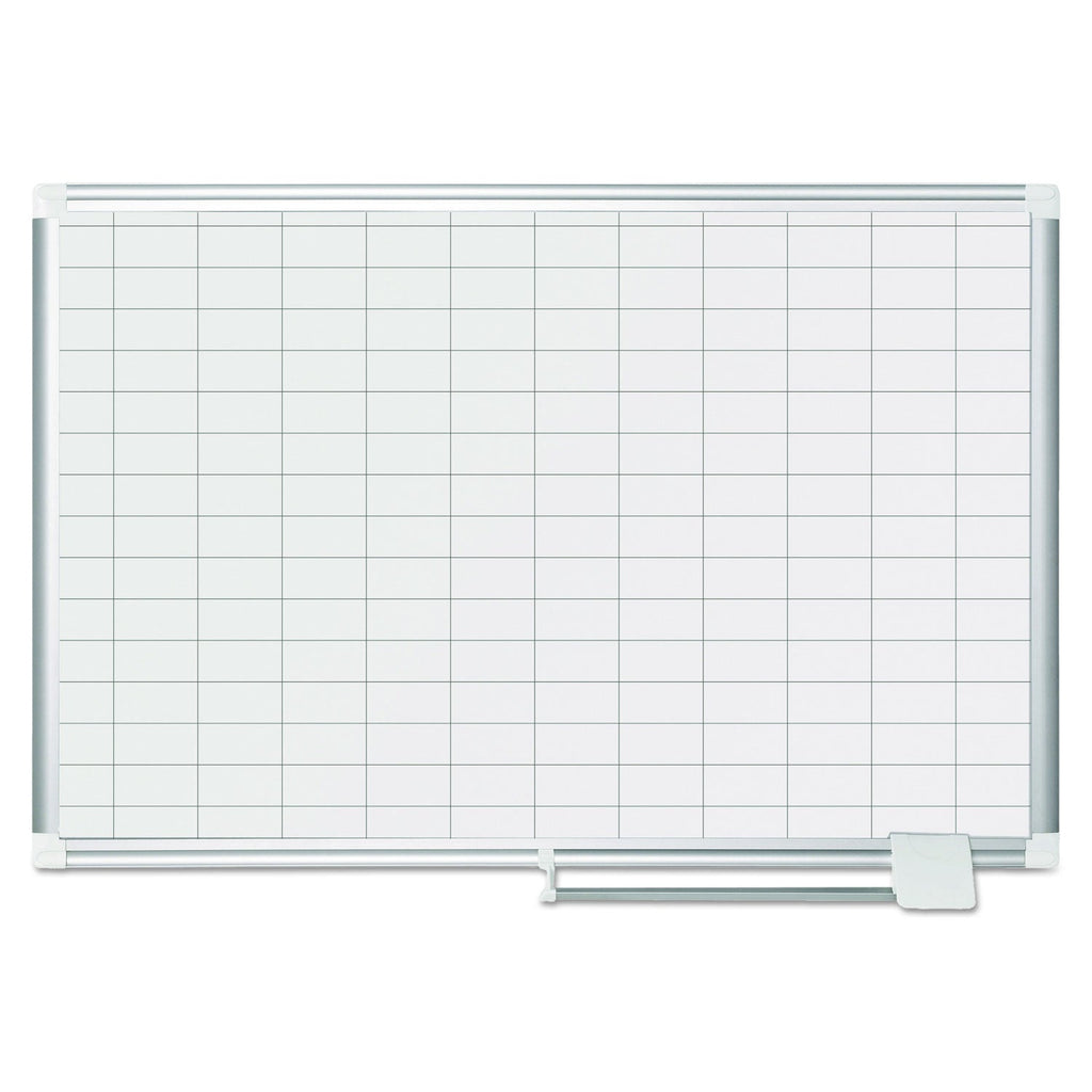 MasterVision Grid Planning Board, 1 x 2 Grid, 36 x 24, White/Silver