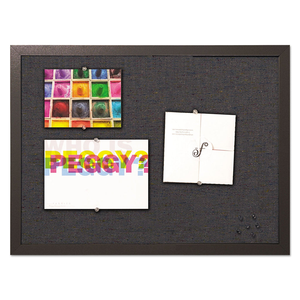 MasterVision Designer Fabric Bulletin Board, 24 x 18, Black Fabric/Black Frame