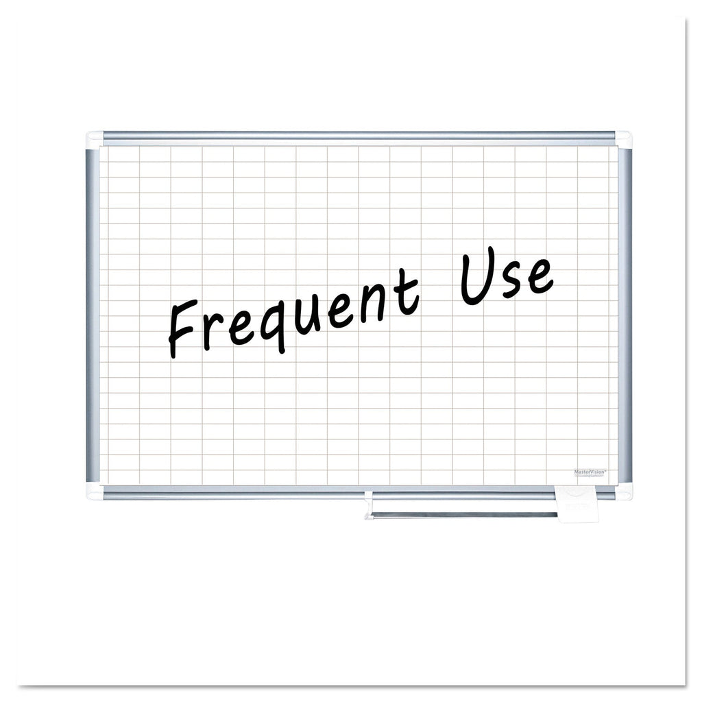 MasterVision Grid Planning Board, 1 x 2 Grid, 36 x 24, White/Silver