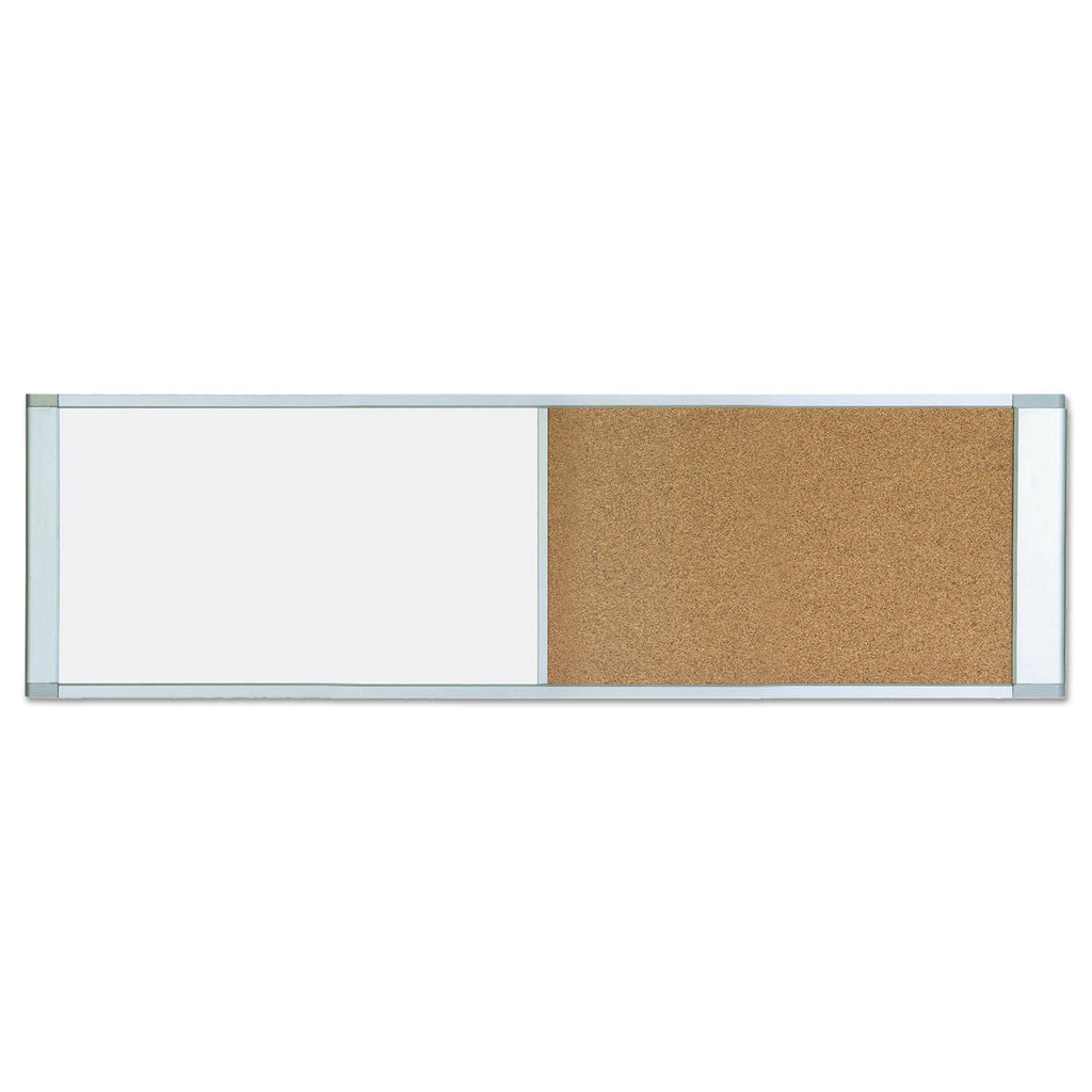 MasterVision Combo Cubicle Workstation Dry Erase/Cork Board, 48x18, Silver Frame
