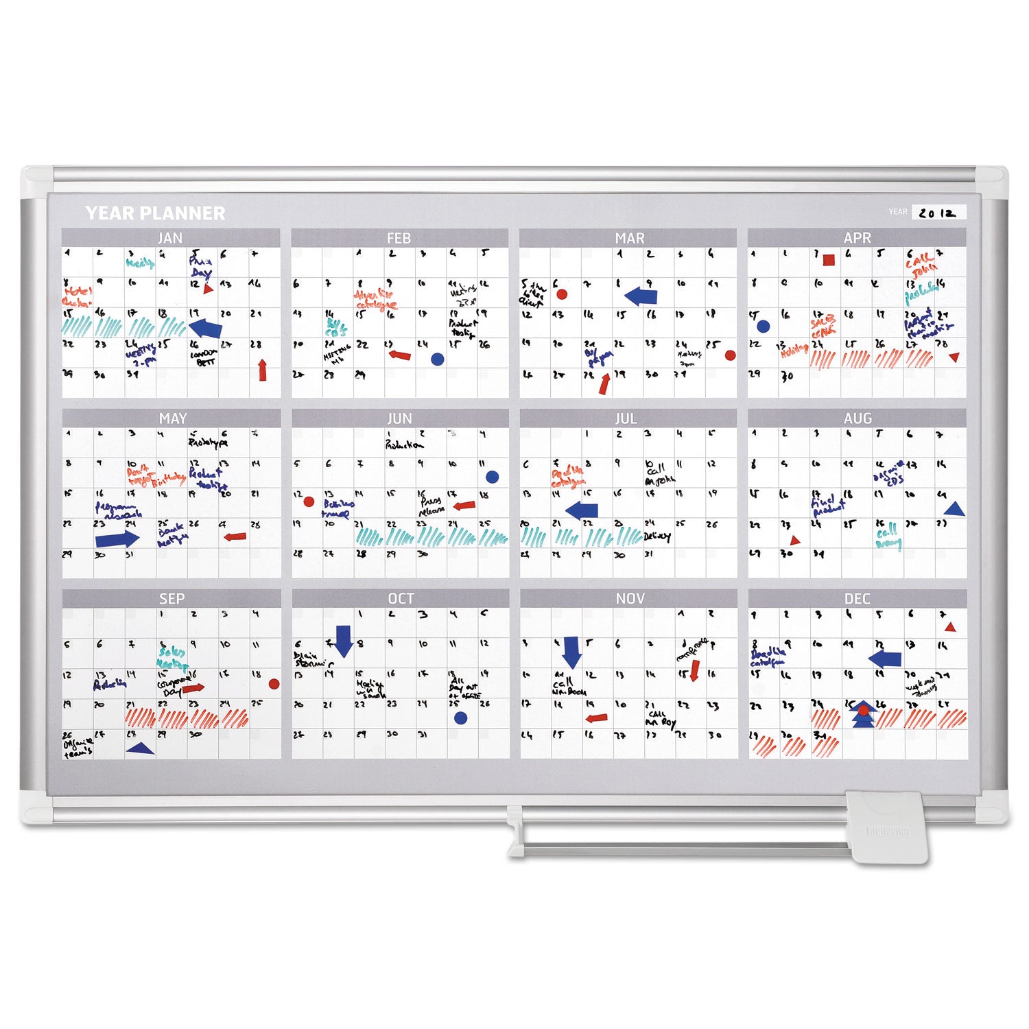 MasterVision 4 Month Planner, 36x24, Aluminum Frame