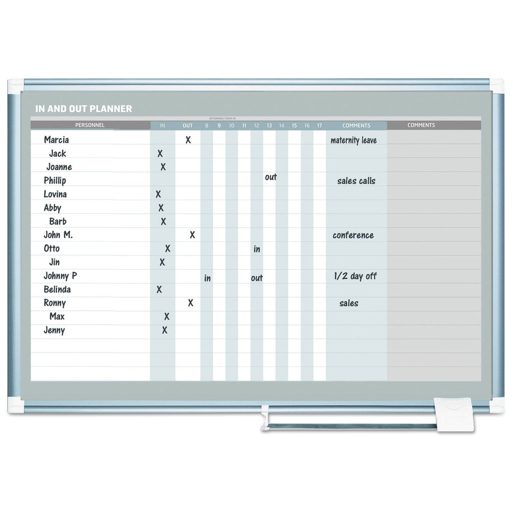 MasterVision In-Out Magnetic Dry Erase Board, 36x24, Silver Frame