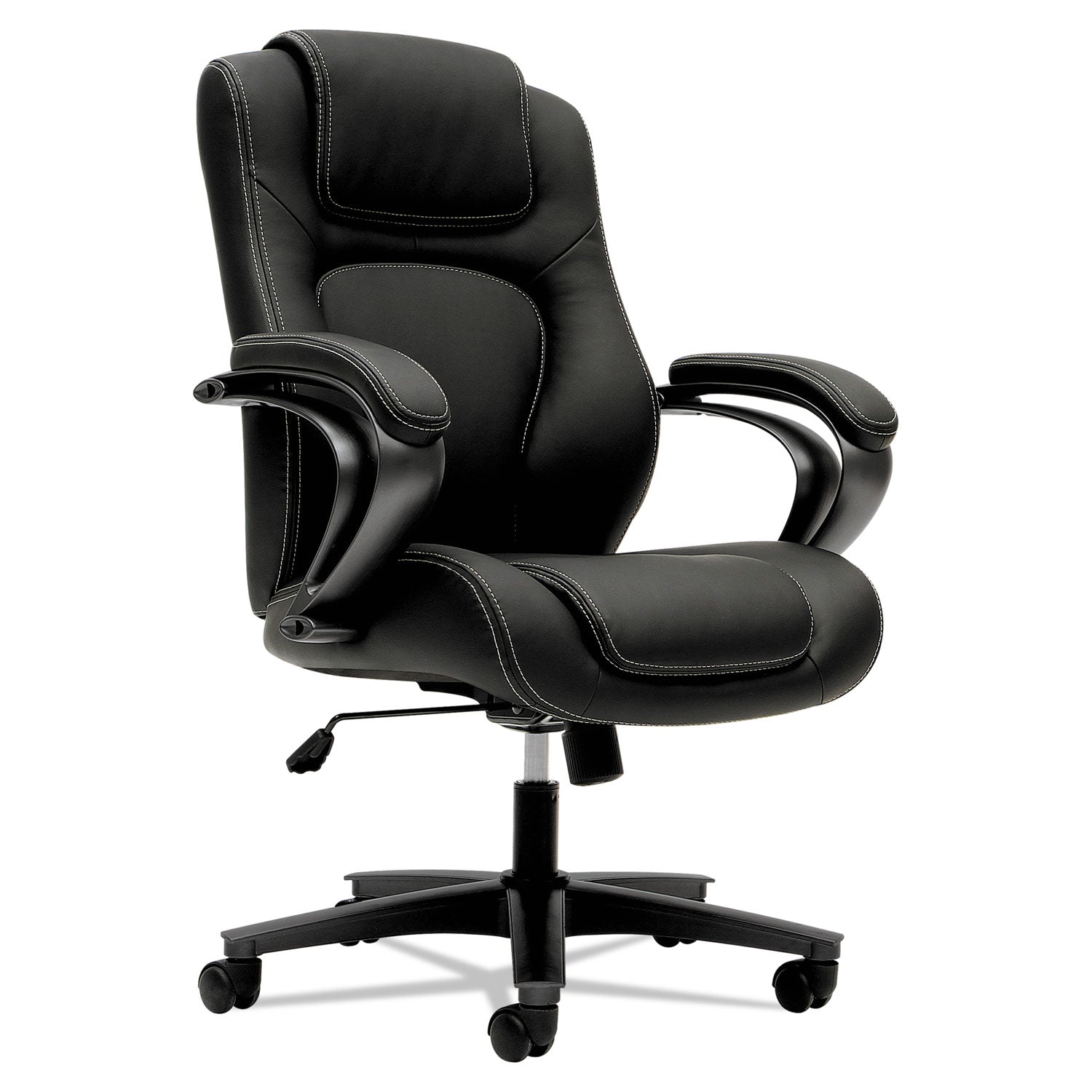 HON HVL402 Series Executive High-Back Chair, Supports Up to 250 lb, 17" to 21" Seat Height, Black Seat/Back, Iron Gray Base