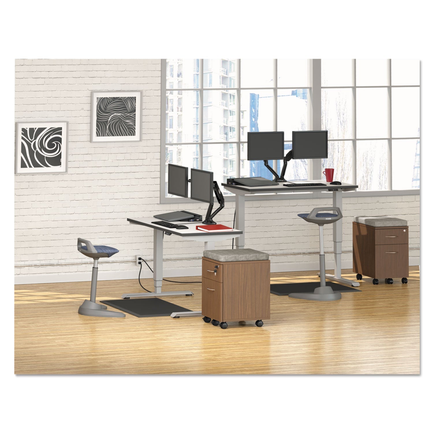 Alera AdaptivErgo 3-Stage Electric Height-Adjustable Table Base with Memory Controls, 48 to 72 w x 24 to 36d x 25 to 50.7h, Gray