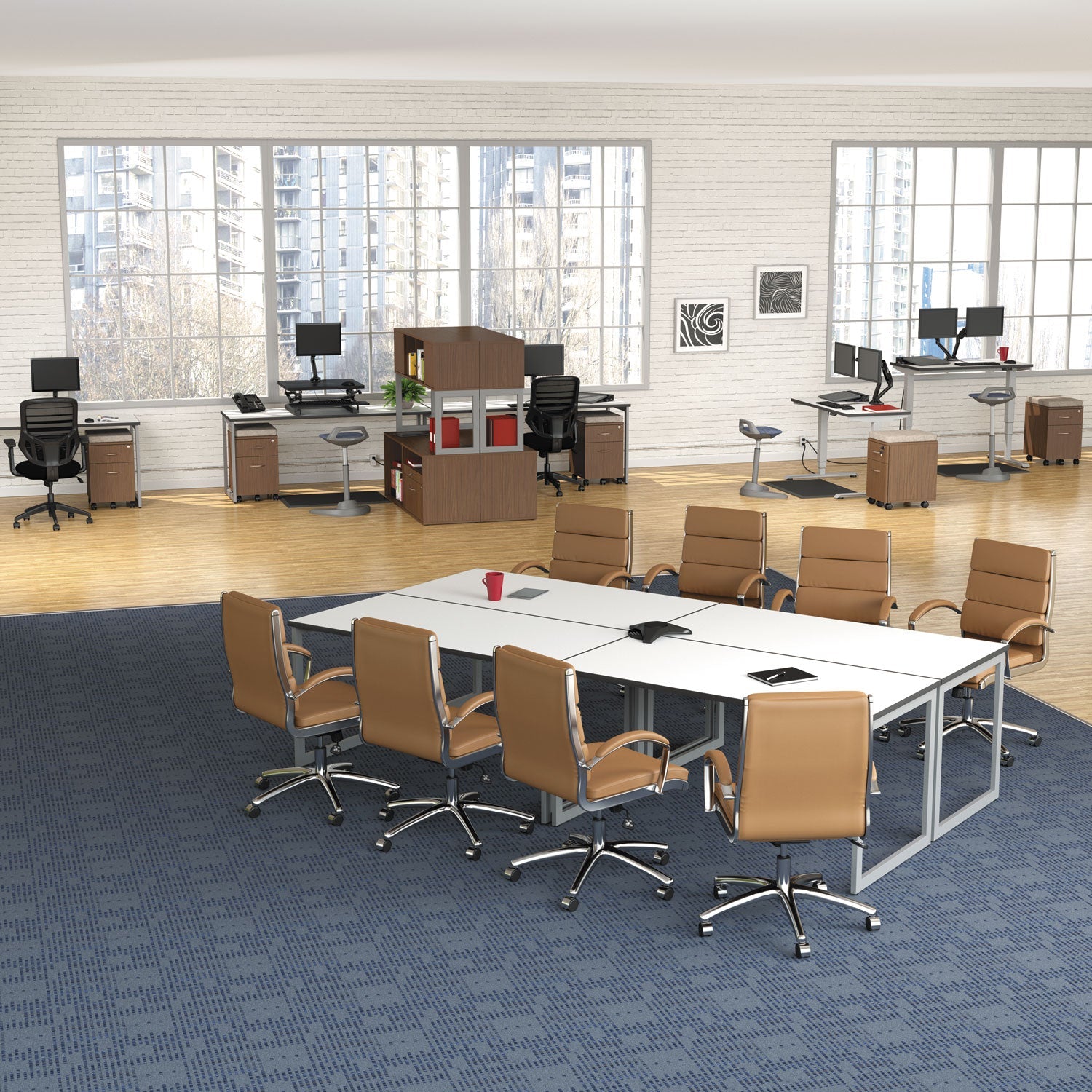 Alera AdaptivErgo 3-Stage Electric Height-Adjustable Table Base with Memory Controls, 48 to 72 w x 24 to 36d x 25 to 50.7h, Gray