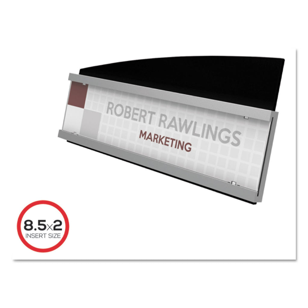 deflecto Interior Image Anti-Glare Sign Holder, Landscape, 8.5 x 2 Insert, Black/Silver
