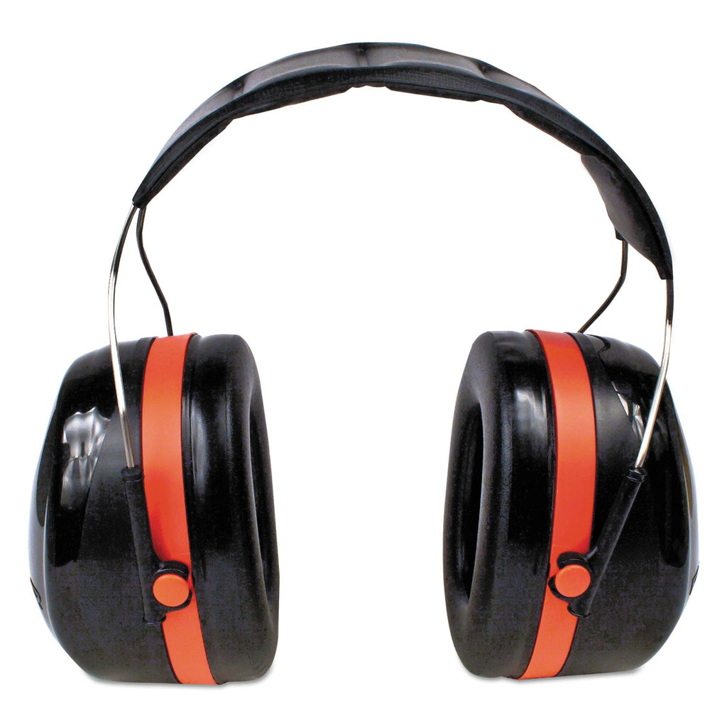 3M PELTOR OPTIME 105 High Performance Ear Muffs H10A, 30 dB NRR, Black/Red
