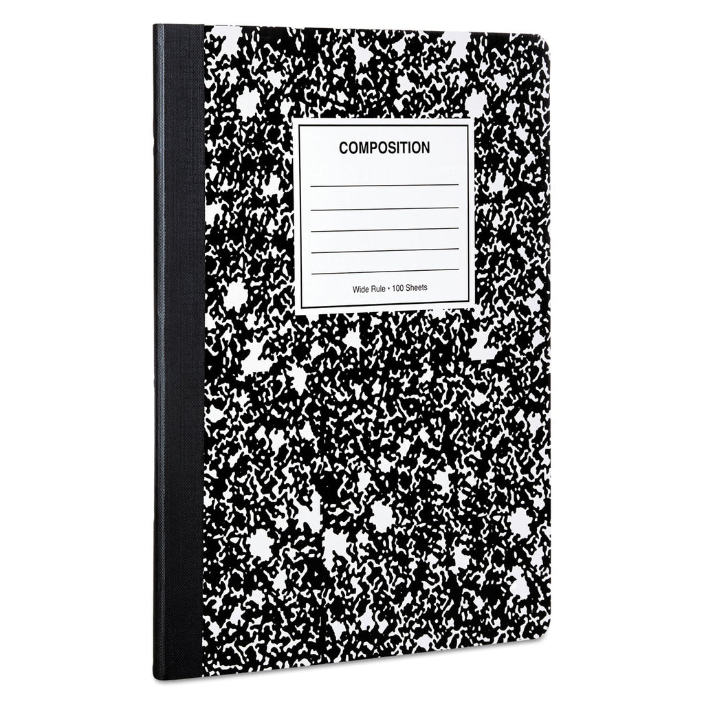 Universal Composition Book, Wide/Legal Rule, Black Marble Cover, 9.75 x 7.5, 100 Sheets