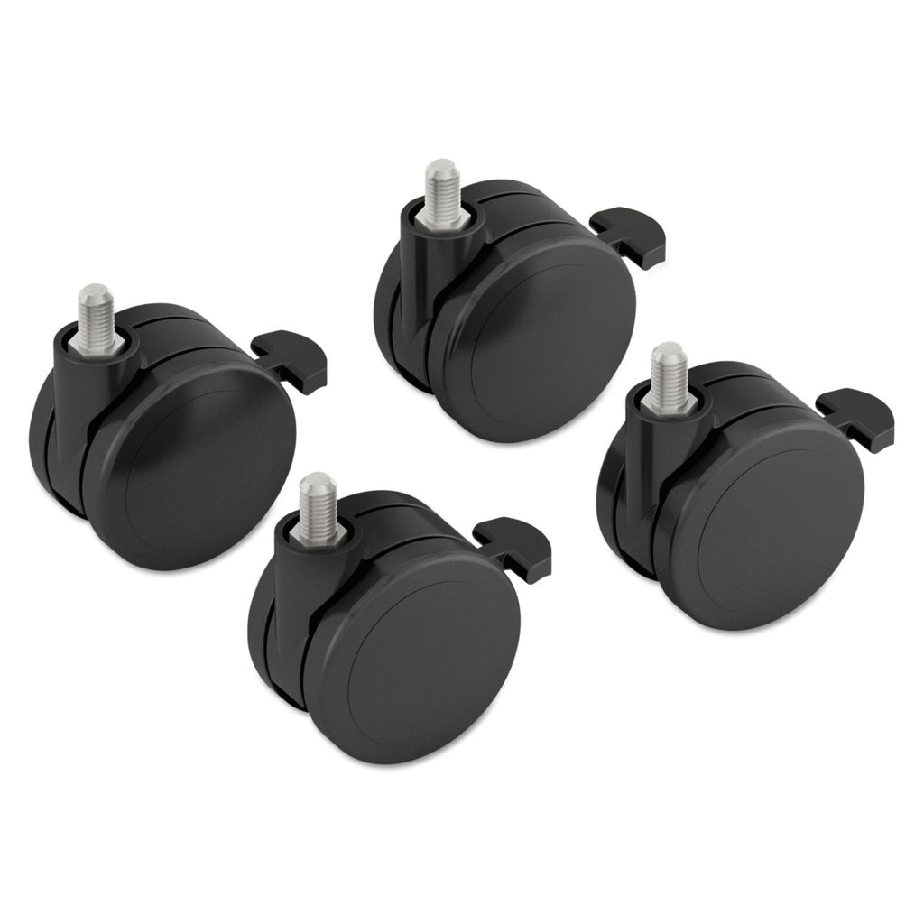 HON Height-Adjustable Base Caster Add-On Kit, Grip Ring Stem, 2" Wheel, Black, 4/Set