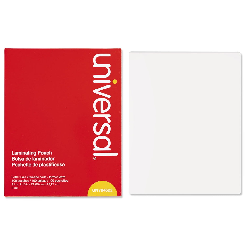 Universal Laminating Pouches, 3 mil, 9" x 11.5", Matte Clear, 100/Box