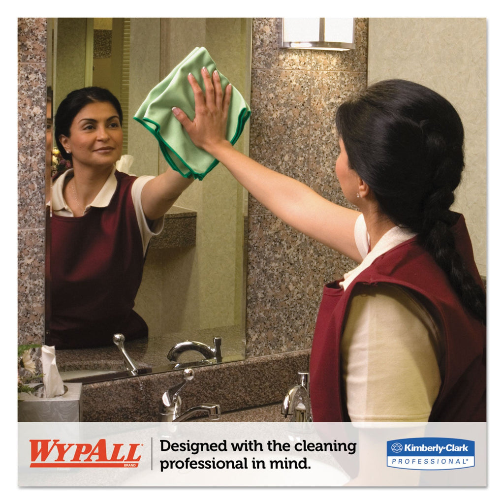 WypAll Microfiber Cloths, Reusable, 15.75 x 15.75, Green, 6/Pack