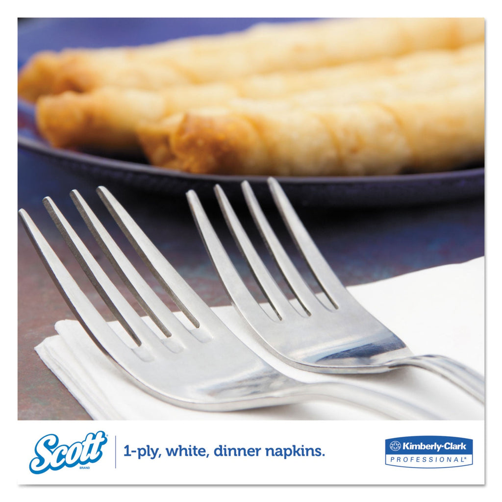 Scott 1/8-Fold Dinner Napkins, 2-Ply, 17 x 14 63/100, White, 300/Pack, 10 Packs/Carton
