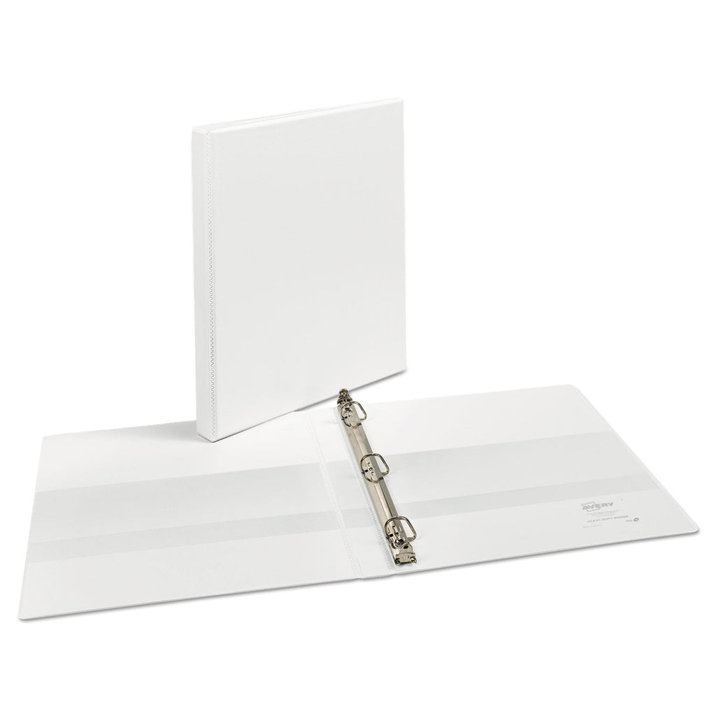Avery Heavy-Duty Non Stick View Binder with DuraHinge and Slant Rings, 3 Rings, 0.5" Capacity, 11 x 8.5, White, (5234)