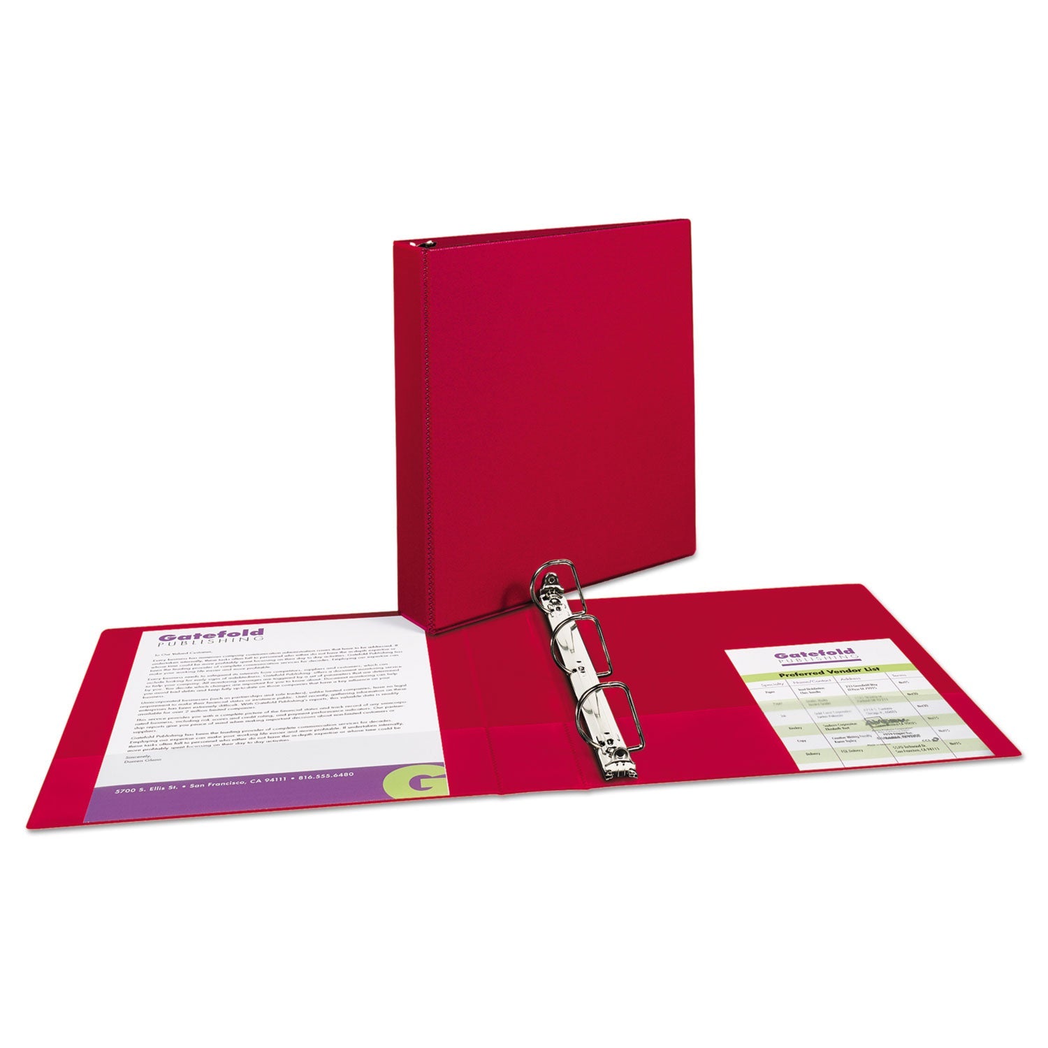 Avery Durable Non-View Binder with DuraHinge and Slant Rings, 3 Rings, 1.5" Capacity, 11 x 8.5, Red