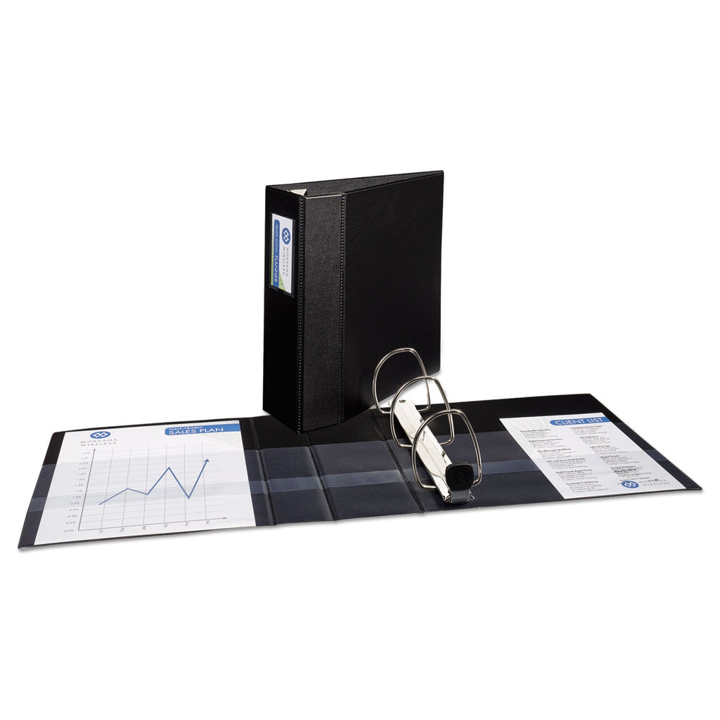 Avery Heavy-Duty Non-View Binder with DuraHinge, Three Locking One Touch EZD Rings and Spine Label, 4" Capacity, 11 x 8.5, Black