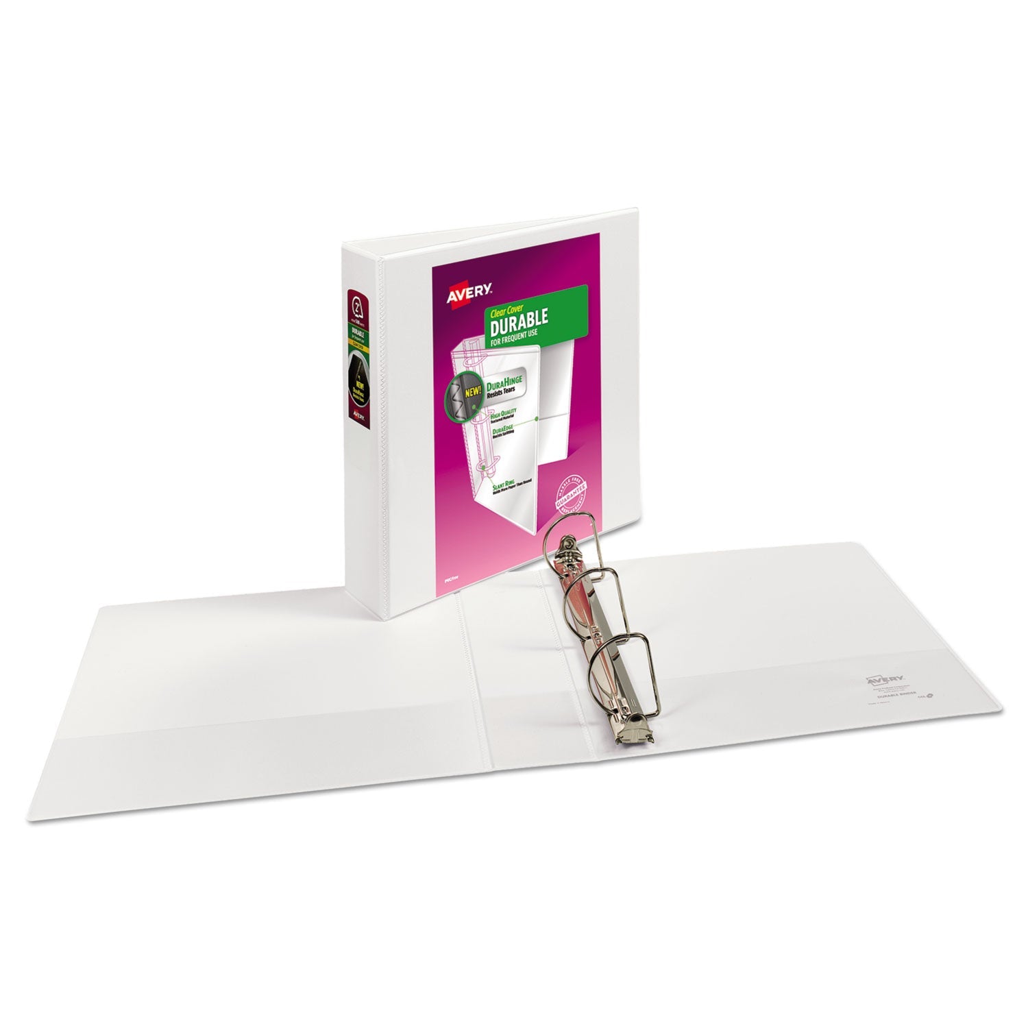 Avery Durable View Binder with DuraHinge and Slant Rings, 3 Rings, 2" Capacity, 11 x 8.5, White