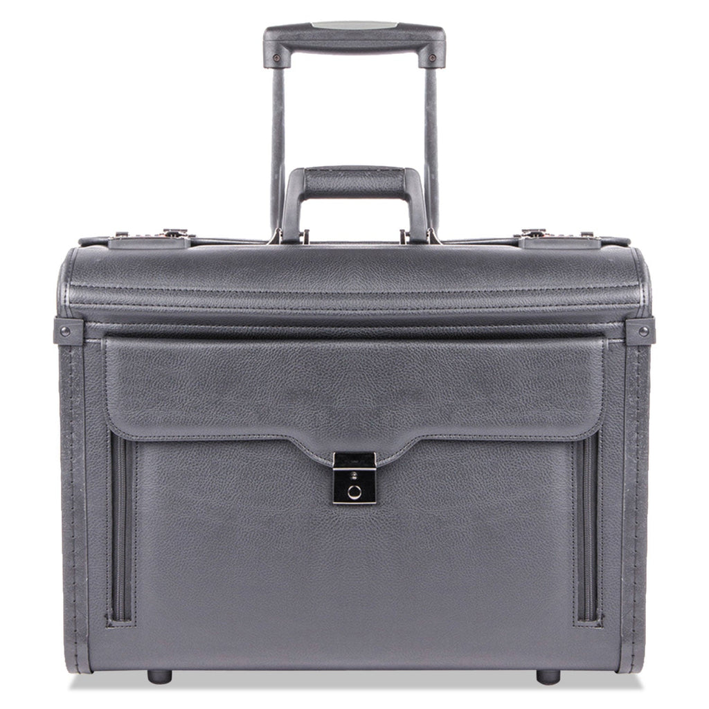 STEBCO Catalog Case on Wheels, Fits Devices Up to 17.3", Koskin, 19 x 9 x 15.5, Black
