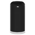 Rubbermaid Round Top Open Top Waste Receptacle, 15 gal, 15" Diameter, Black, Steel