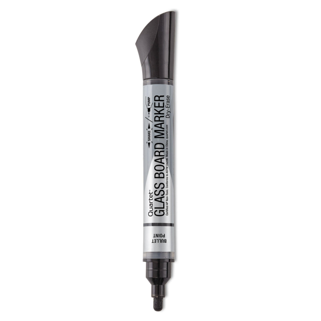 Quartet Premium Glass Board Dry Erase Marker, Broad Bullet Tip, Black, Dozen