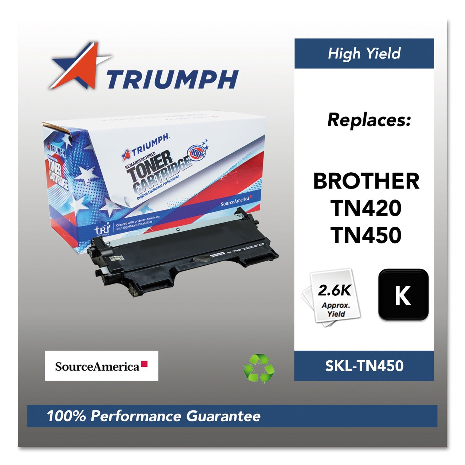 Triumph 751000NSH1072 Remanufactured TN450 High-Yield Toner, 2,600 Page-Yield, Black