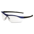 MCR Dallas Wraparound Safety Glasses, Metallic Blue Frame, Clear AntiFog Lens