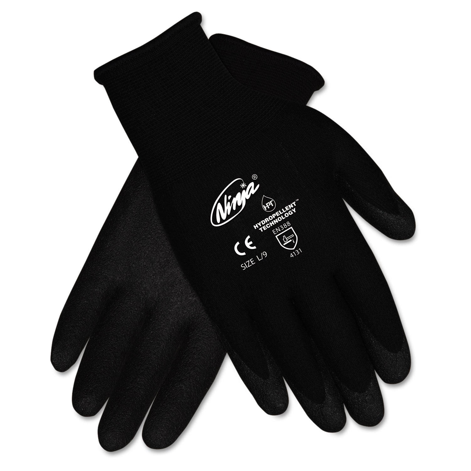 MCR Ninja HPT PVC coated Nylon Gloves, Small, Black, Pair