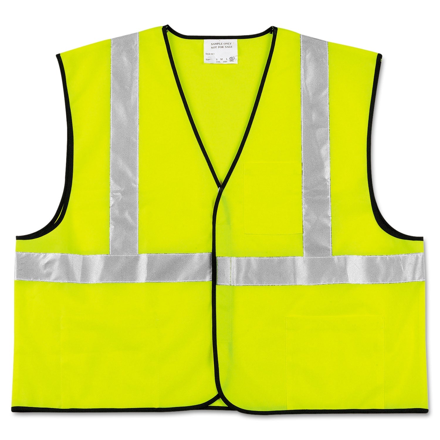 MCR Class 2 Safety Vest, Polyester, X-Large, Fluorescent Lime with Silver Stripe