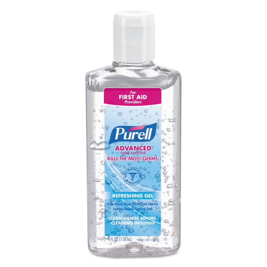 PURELL Advanced Refreshing Gel Hand Sanitizer, 4 oz Flip-Cap Bottle, Clean Scent, 24/Carton