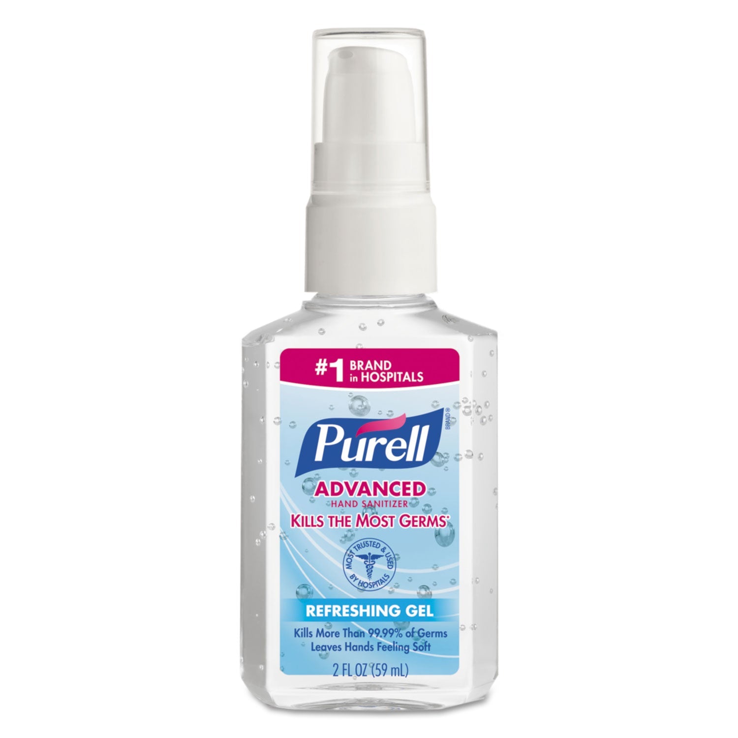 PURELL Advanced Gel Hand Sanitizer, 2 oz Pump Bottle, Refreshing Scent, 24/Carton